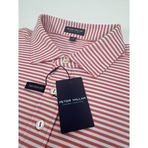 NWT Millar Mood Striped Performance Mesh Golf Polo Shirt Red Pear‎ XL $110